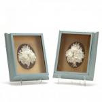 Pair of Framed Porcelain Bouquets