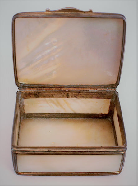 Mother of Pearl Box with bronze edges and hinges