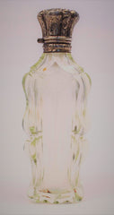 Miniature Green/Yellowish Crystal Perfume Scent Vinaigrette Bottle, 19th Century France