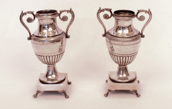 Private Chapel Sterling Silver Flower Vases (pair) Neapolitan Borbonic, 1850's