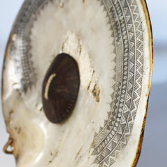 "Fikum Tikum" Etched Mother of Pearl and Coconut shell Philippine Button"