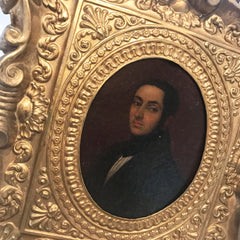 Oil on Tin, 18th Century Naples, Oval Painting of a Gentleman