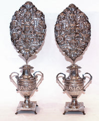 Impressive Pair of Silver Flower Bouquets, 19th Century Naples