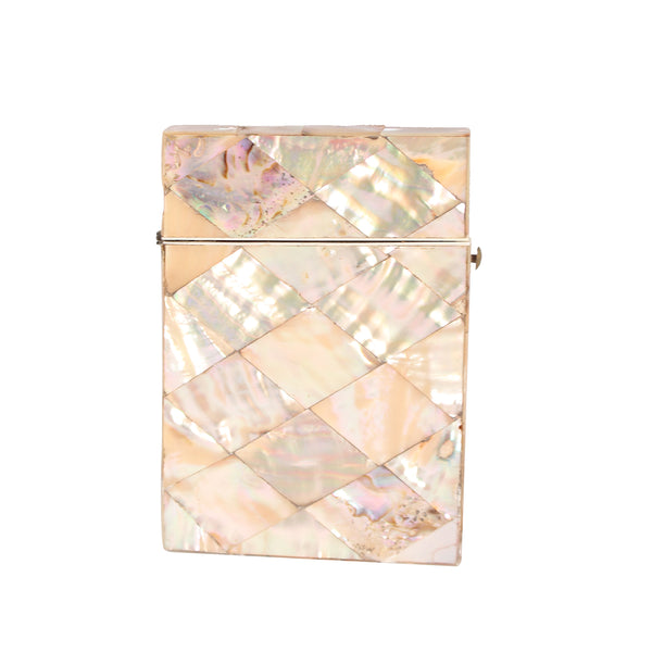 19th Century French, Mother of Pearl and Wood Card Holder