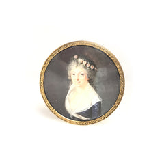 Miniature Portrait of a Woman with Roses Hairband, French School, circa 1790