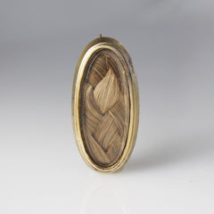 Gold Plated Oval Mourning Hair Brooch