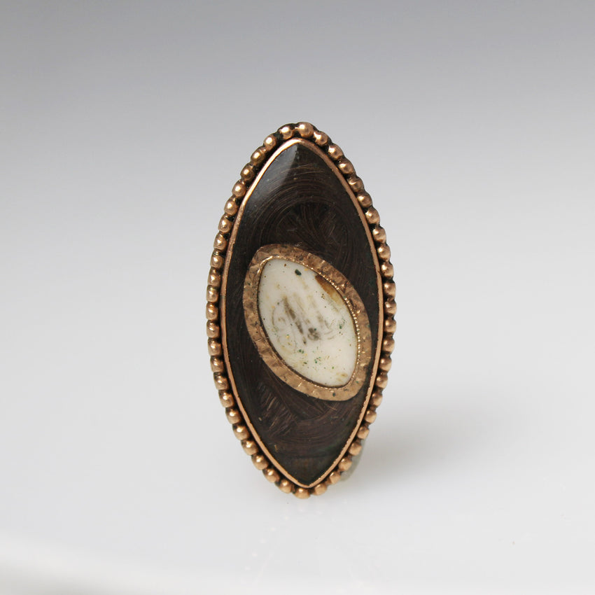 Antique Eye shaped Mourning Hair Brooch