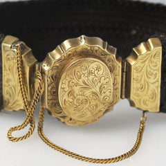 Mourning Hair Locket Bracelet 14k Gold