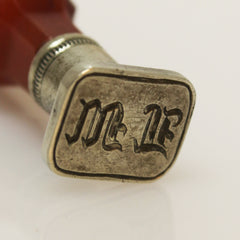 Elegant 19th Century French Carnelian and Bronze Stamp/Seal Initials "LM"