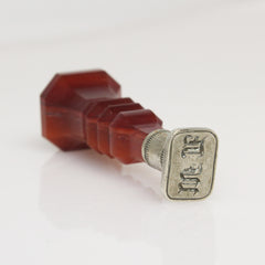 Elegant 19th Century French Carnelian and Bronze Stamp/Seal Initials "LM"