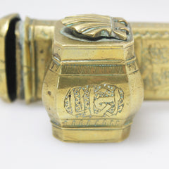 Antique Ottoman 'Qalamdan Divit', Brass Travel Pen/ Ink Case