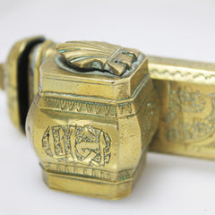 Antique Ottoman 'Qalamdan Divit', Brass Travel Pen/ Ink Case