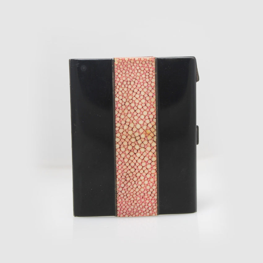 Art Deco Card Case, Black Laquer and Shagreen