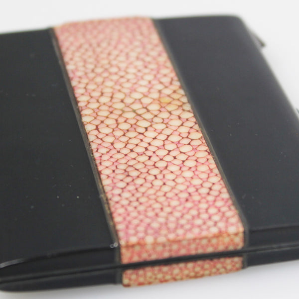 Art Deco Card Case, Black Laquer and Shagreen