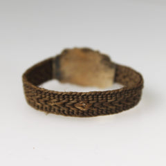 Victorian Mourning Hair Ring with Golden Detail marked "EB"