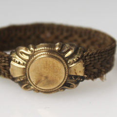 Victorian Mourning Hair Ring with Golden Detail marked "EB"