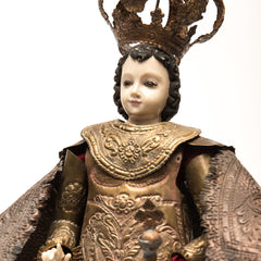 Baby Jesus, Copper Cape and Crown, Wooden Body and Stand