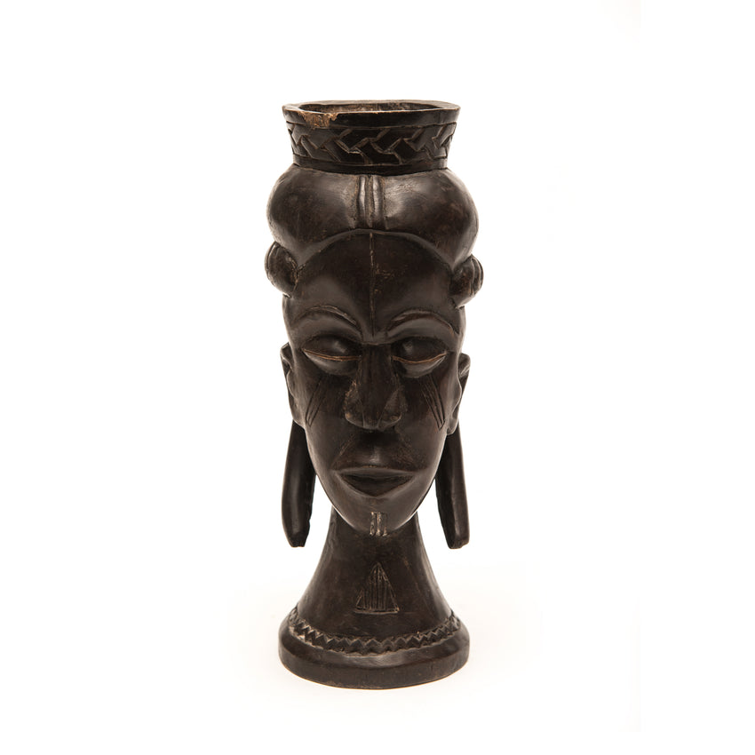 KUBA CEREMONIAL CUP CARVED WOOD, D. R. OF CONGO, AFRICA