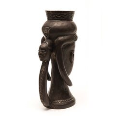 KUBA CEREMONIAL CUP CARVED WOOD, D. R. OF CONGO, AFRICA