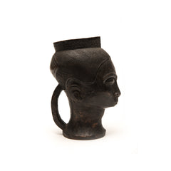 KUBA CEREMONIAL CUP DETAILED CARVED WOOD, D. R. OF CONGO, AFRICA