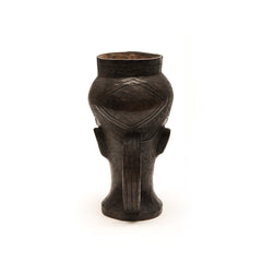 KUBA CEREMONIAL CUP DETAILED CARVED WOOD, D. R. OF CONGO, AFRICA