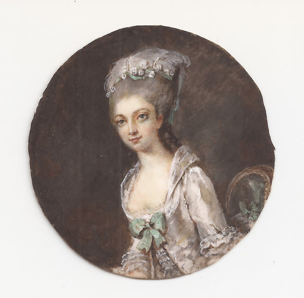 Miniature Portrait of Woman in White Dress, Franch School, circa 1810