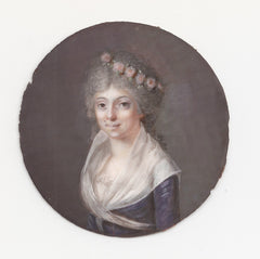 Miniature Portrait of a Woman with Roses Hairband, French School, circa 1790