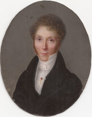 Miniature Portrait of a Man with a Blue Vest, French School, circa 1810