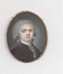 Miniature Portrait of a Man with a Blue Jacket, French School circa 1780